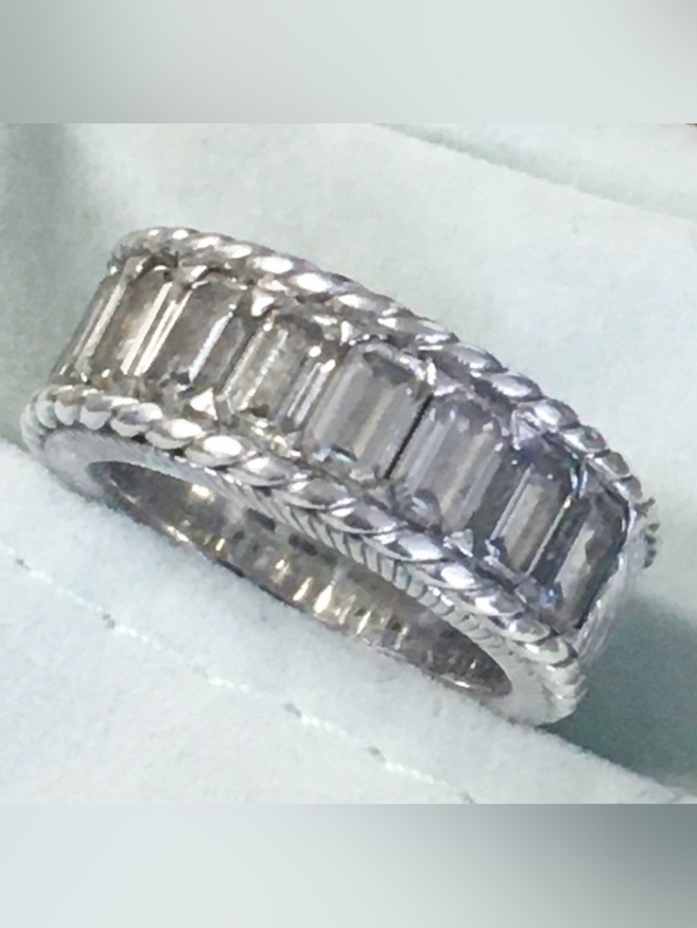 Judith Ripka 925 Sterling Silver Baguette Eternity Ring size: 5